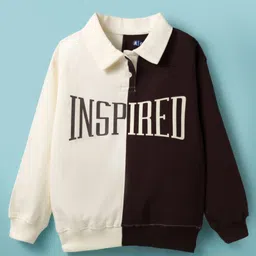 Pine Kids Cotton Knit Full Sleeves Cut & Sew Sweatshirt with Text Graphic - Black & White-picture-15