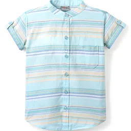 Dapper Dudes Half Sleeves Striped Shirt - Pista-image-96