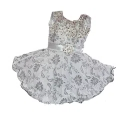 Samjho Fashion Girls Grey Embellished Sleeveless Knee Length Georgette Fit & Flare Dress-image-75