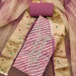 KIMISHA Leheriya Printed Beads and Stones Unstitched Dress Material-picture-24