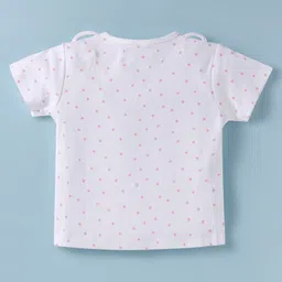 ToffyHouse Cotton Knit Half Sleeves Top & Shorts Set with Suspenders Colour Splash Print - Multicolour & Pink image 3