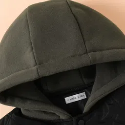 Mark & Mia Full Sleeves Hooded Padded Jacket With Home Print - Black image 3