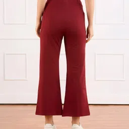 Bella Mama Cotton Knit Full Length High Coverage Maternity Solid Coloured Pant - Maroon image 5