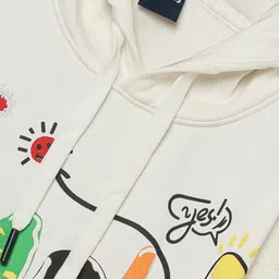 Sportking Cotton Blend Knit Full Sleeves Simple Text Printed Light Winter Hooded Sweatshirt - White image 5