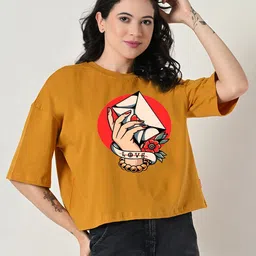 OWL MINK Women Graphic Printed Round Neck Pure Cotton Relaxed Fit T-shirt-image-52