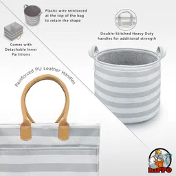 Hippo Diaper Bag Caddy with Toy Bin Striped - Grey image 5