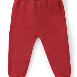 Babyhug Organic Cotton Knit Full Sleeves Reindeer Design Sweater Set with Cap - Red & Navy Blue image 5