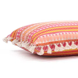 STITCHNEST Fuchsia Pink & White 2 Pcs Embroidered Velvet Square Cushion Covers image 5