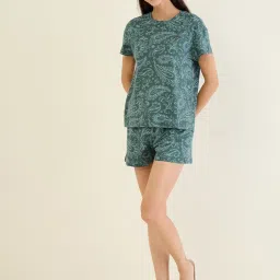 Sweet Dreams Women Teal Printed T-shirt & Shorts-image-61