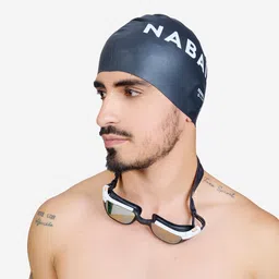 decathlon Adult Swimming Cap Silicone 56-60 Cm Comfortable & Stretchable Black image 2