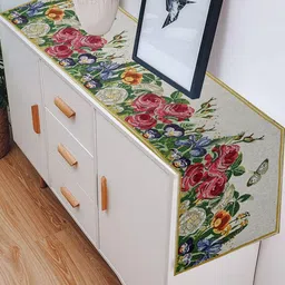 PRAKARTIK 5Pcs Yellow & Green Printed Cotton Table Linen Set image 3