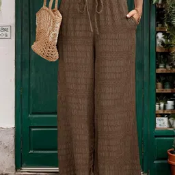 StyleCast Women Textured Regular Fit Mid-Rise Trousers image 3