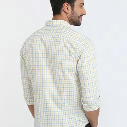 Raymond Checked Pure Cotton Slim-Fit Cutaway Collar Casual Shirt image 5