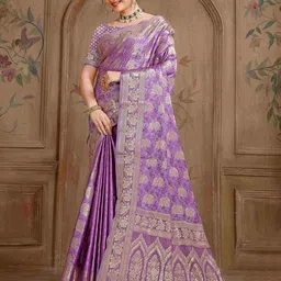 Rare Bello Woven Design Satin Banarasi Saree-image-24