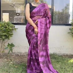 HERE&NOW Tie and Dye Pure Georgette Ready to Wear Saree image 5