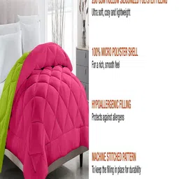 CHICERY Pink & Green Geometric Heavy Winter Double Bed Comforter image 3