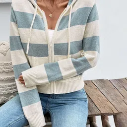 JC Mode Women Striped Lightweight Knitted Jacket-picture-34