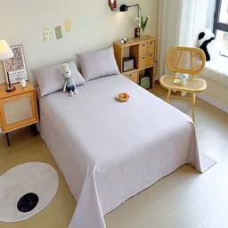 JC HOME Grey Melange 140 TC King Bedsheet with 2 Pillow Covers image 2