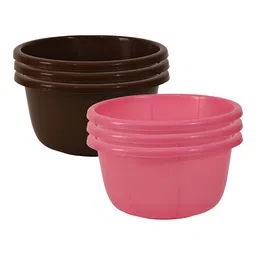 Aura Brown & Pink 6 piece Solid Plastic Bath Accessories Set image 1