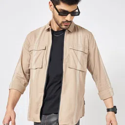 SF JEANS by Pantaloons Men Spread Collar Solid Cotton Slim Fit Casual Shirt-image-75