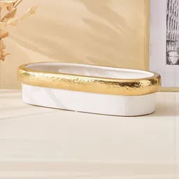 Home Centre Evoke Ivy White & Gold Toned Ceramic Multi-Utility Organisers-image-85