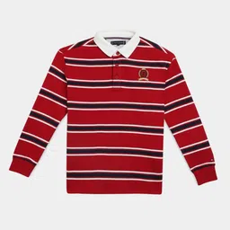 Tommy Hilfiger Boys Striped Polo Collar Pure Cotton T-shirt-picture-19