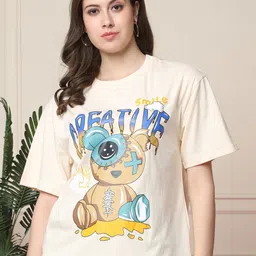 Metronaut Women Graphic Printed Round Neck Cotton Oversized T-shirt-image-92