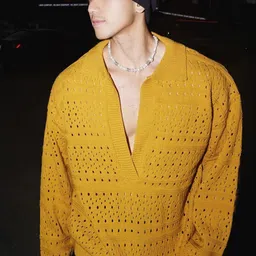 StyleCast Men Self Design Open Knit V-Neck Pullover Sweater-picture-35