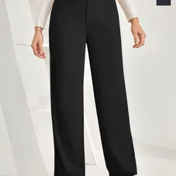 BAESD Women Pack Of 2 Relaxed Straight Leg Relaxed Fit High-Rise Non Iron Trousers-picture-33