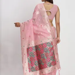 Mitera Woven Design Zari Linen Blend Saree image 5