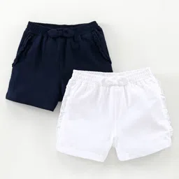 Pine Kids Organic Cotton Biowashed Shorts Pack of 2 - Dark Violet White-image-56