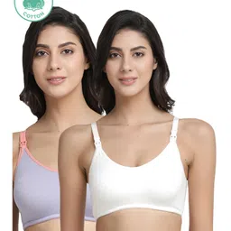 Inner Sense Pack Of 2 Organic Cotton Antimicrobial Solid Colour Nursing Bra - White & Grey-picture-26
