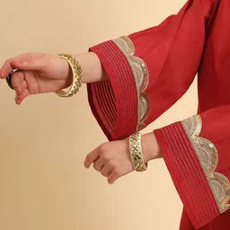 Yufta Women Regular Sequinned Kurta with Palazzos & With Dupatta image 2