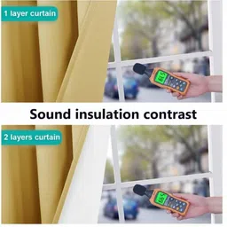 BFAM Yellow Set of 2 Black Out Long Door Curtain image 5