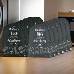 Kuber Industries Black & Grey 12 Pieces Printed Cloth Storage Bags Organisers-picture-4