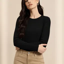 Mast & Harbour Women Ribbed Round Neck Full Sleeves Top-picture-38