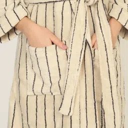 Creeva Unisex Striped Cotton Bath Robe image 3