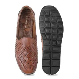 J.FONTINI Men Woven Design Leather Slip-On Sneakers image 5