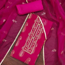 SHADOW & SAINING Paisley Sequinned Embroidered Pure Cotton Semi-Stitched Dress Material-picture-16