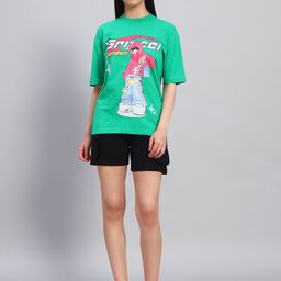 GRIFFEL Self-Design Oversized-Fit Pure Cotton T-Shirt & Shorts Co-Ord Set-picture-39
