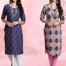 Ethnic basket Women Pack Of 2 Multicoloured Crepe Kurtas-picture-31