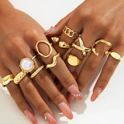 Jewels Galaxy Set Of 12 Gold-Plated Finger Ring-picture-23