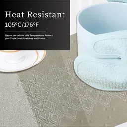 LUXEHOME INTERNATIONAL Beige & Grey 6 Pieces Wave Textured Anti Skid Table Placemats image 4