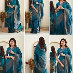 Yanthistore Woven Design Zari Silk Blend Handloom Banarasi Saree-picture-11