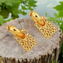 SHREE KRISHNA SHOPPING Gold-Plated Brass Ethnic Clip-on Hoop Earring-image-77