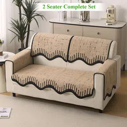 HOKIPO Brown Luxruy Supple Sofa Wavy Mat 2 Seater Complete Set-picture-12