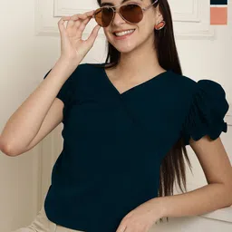 Metronaut Women Pack Of 2 Solid Peplum Regular Top-picture-35