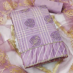 KALINI Embellished Unstitched Dress Material image 3