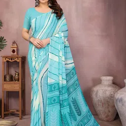 Moda Rapido Striped Poly Georgette Saree-image-77