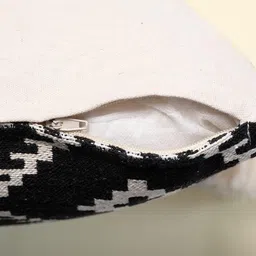 Aura Black & Beige Geometric Printed Cotton Square Cushion Covers image 4